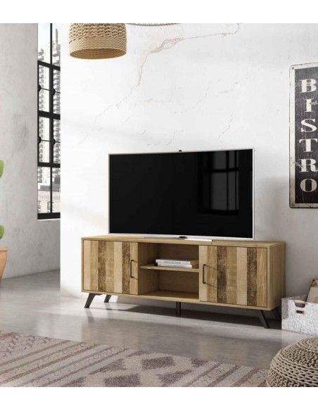 15488_ex - meuble tv nordic  2p2n naturale/serigraphie