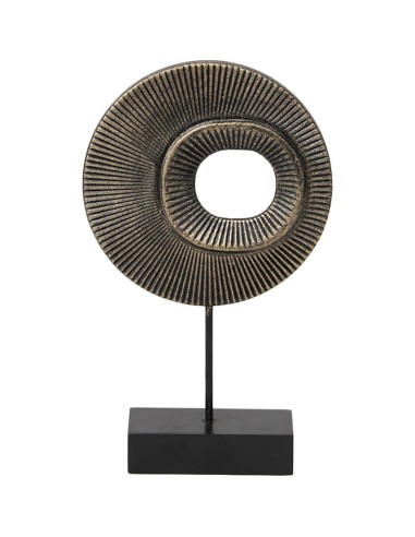 6034169-statuette deco en polyresine/bois et metal - bronze