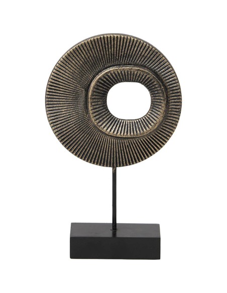 6034169-statuette deco en polyresine/bois et metal - bronze