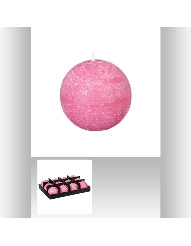 bougie boule rustic fuschia d8 D. 8 cm