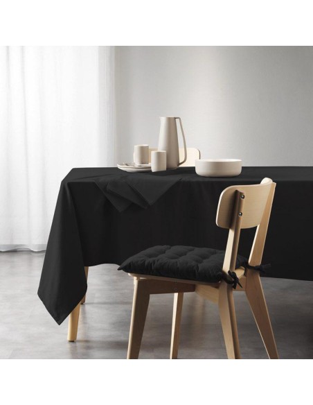 nappe rectangle 140 x 240 cm coton recycle uni mistral noir