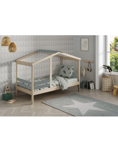 15828 - lit cabane angel 90x190 cire blanc/vert kaki 444c