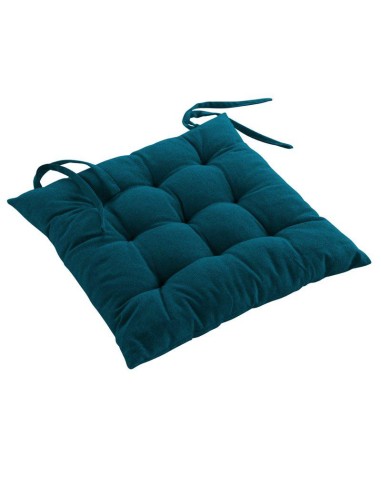 assise matelassee 40 x 40 cm coton recycle uni mistral bleu canard