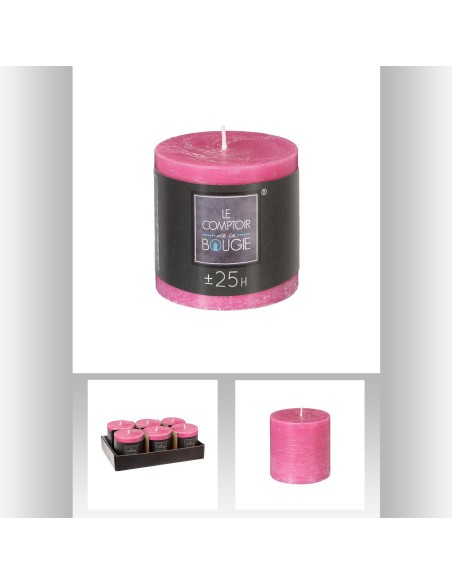 bougie rnd rustic fusch 6.7x7 D. 6,7 x H. 7 cm