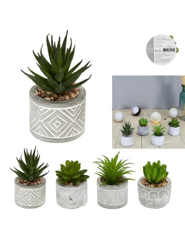 plante artificielle pot ciment 5.5x10cm m24