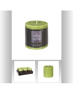 123072 - bougie rnd rustic vert 6.7x7 D. 6,7 x H. 7 cm