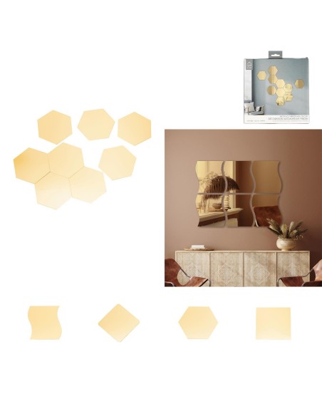 decoration murale miroir a coller dore x12 m24