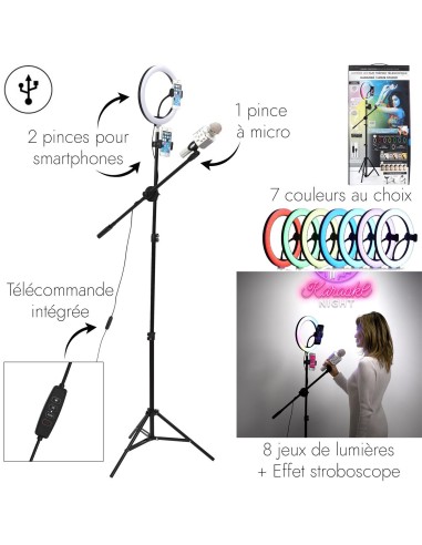 lumiere led trepied xxl photo video karaoke rgb m4