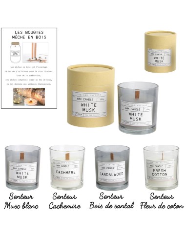 bougie parfumee meche bois lab kraft h7.6cm m12