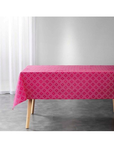 nappe rectangle 140 x 240 cm polycoton imprime idylle fuchsia
