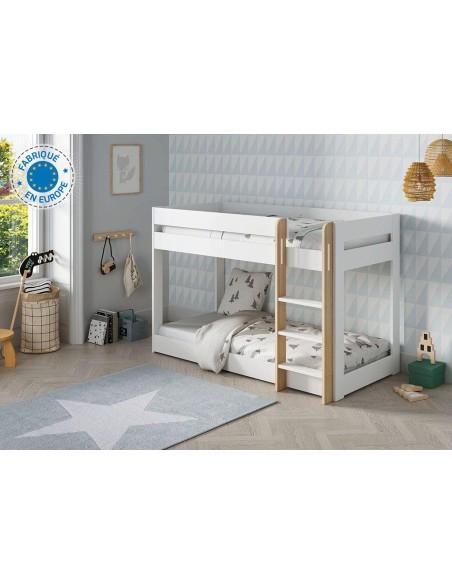 15632 - lit superposé-montessori angel 90x190 blanc/cire b