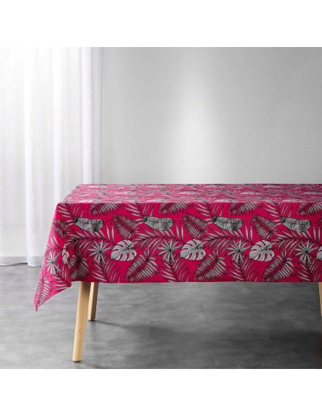 nappe rectangle 140 x 240 cm polycoton imprime puebla fuchsia
