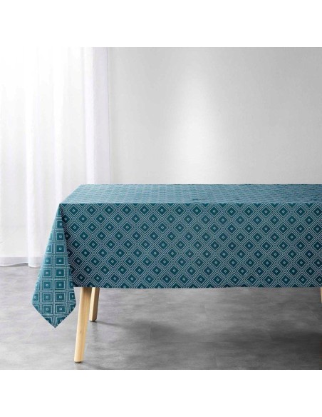 nappe rectangle 140 x 240 cm polycoton imprime idylle emeraude