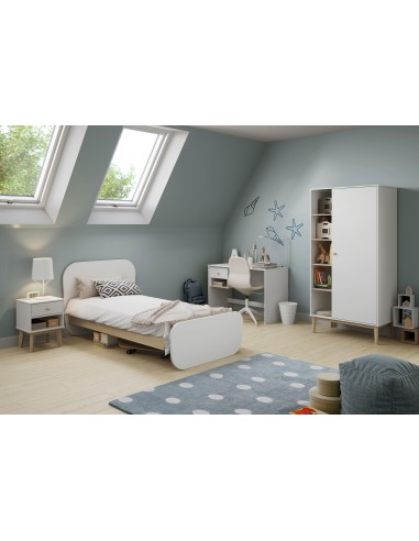 16402 - lit 0.90 esteban blanc/cire blanc a/sommier