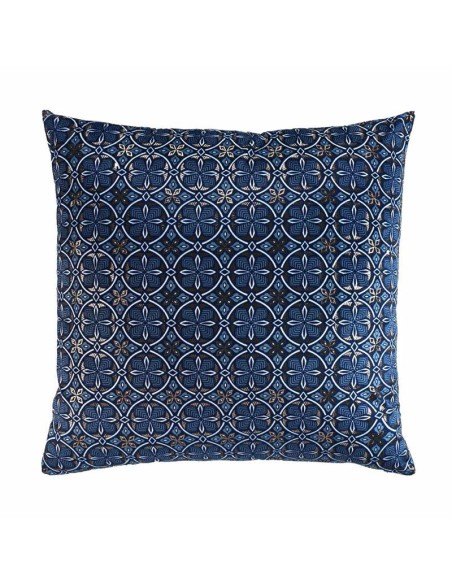housse de coussin +encart 60 x 60 cm velours imprime or joan bleu des. place