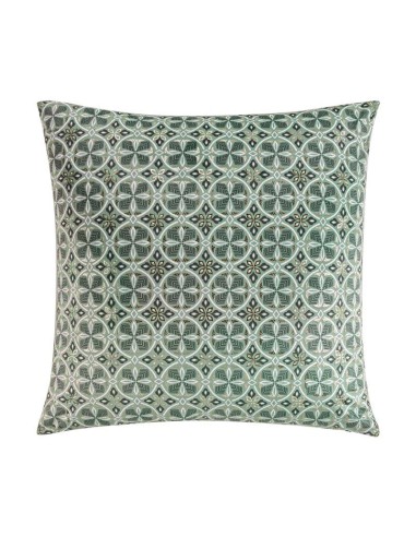 housse de coussin +encart 60 x 60 cm velours imprime or joan kaki des. place