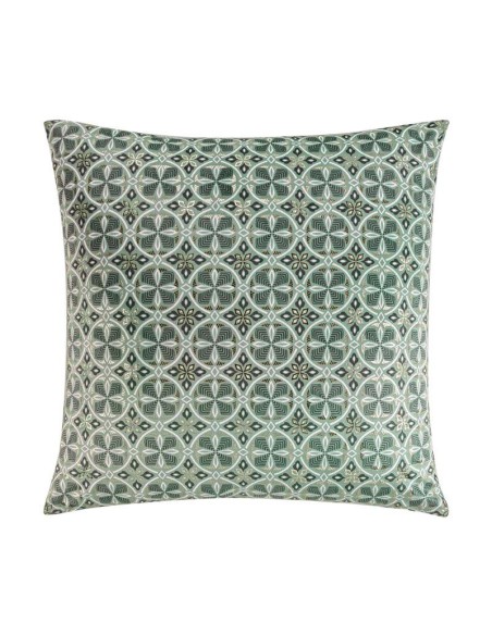 housse de coussin +encart 60 x 60 cm velours imprime or joan kaki des. place