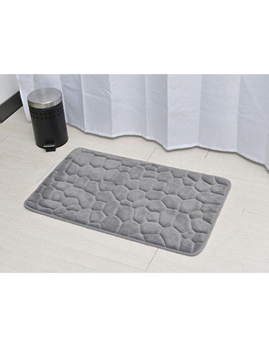 7718n183 - tapis memoire de forme microfibre galet 50x80 cm - gris clair