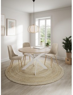 16152_ex - table ronde ther 120cm sahara pied blanc