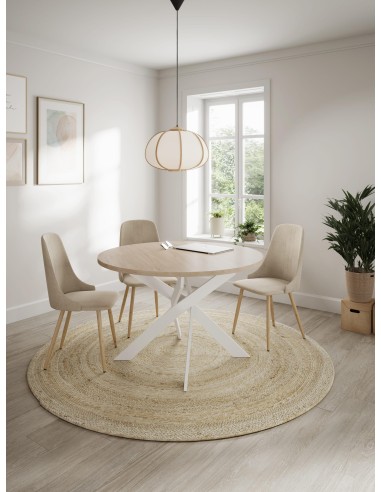 16152_ex - table ronde ther 120cm sahara pied blanc