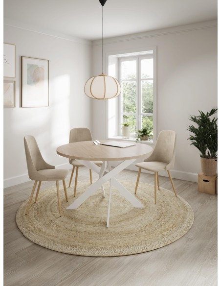 16152_ex - table ronde ther 120cm sahara pied blanc