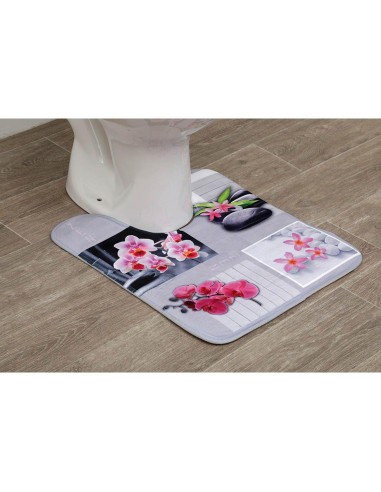 7702n623 - tapis contour wc microfibre imprime 45x50 cm - janice