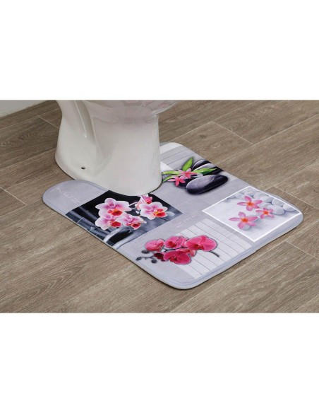 7702n623 - tapis contour wc microfibre imprime 45x50 cm - janice