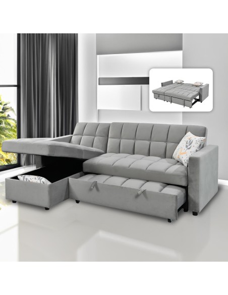 lf-3079 - canapé tera convertible orange velvet hlr-35