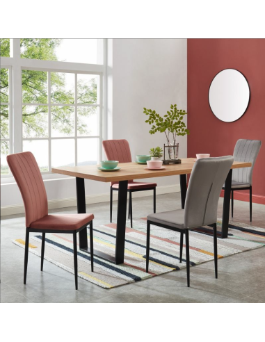 sipopp2tx01_153 -lot de 2 chaises poppy velours gris pieds métal noir