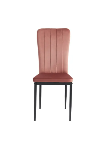 sipopp2tx01_158 -lot de 2 chaises poppy velours rose pieds métal noir