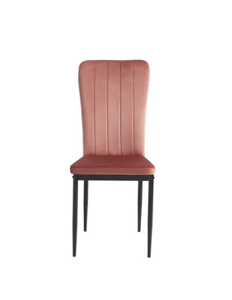 sipopp2tx01_158 -lot de 2 chaises poppy velours rose pieds métal noir