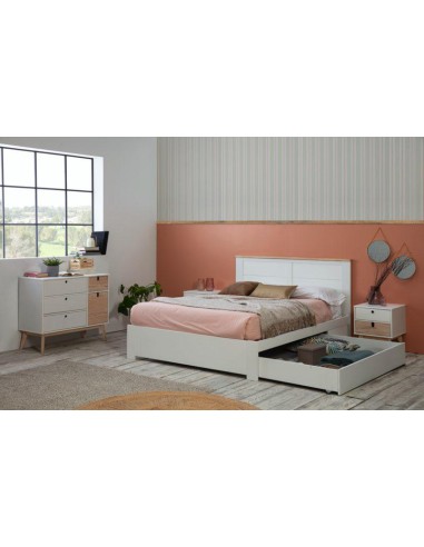 14089 - lit 160 gabi a/tiroir blanc/cire blanc