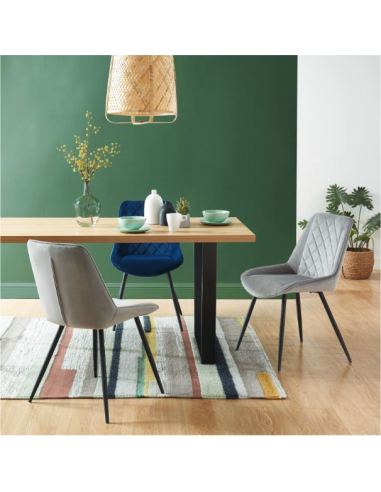 siromy2tx01_182 - chaise romy velours bleu pieds métal noir