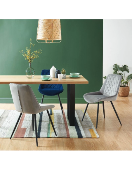 siromy2tx01_182 - chaise romy velours bleu pieds métal noir