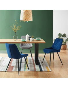 siromy2tx01_153 - chaise romy velours gris clair pieds métal noir