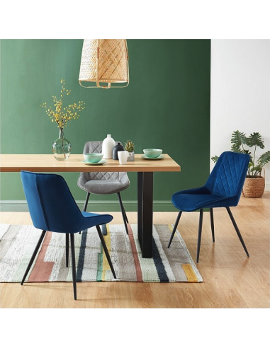 siromy2tx01_153 - chaise romy velours gris clair pieds métal noir