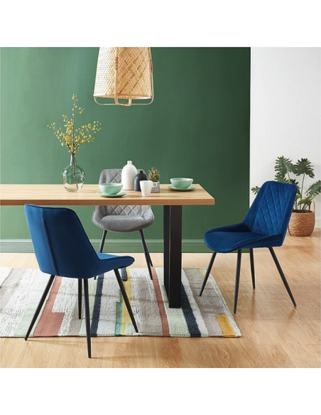 siromy2tx01_153 - chaise romy velours gris clair pieds métal noir