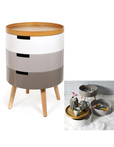 table de chevet coffre 3 niveaux gris m1