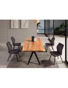 16245-table rect mudri 200cm acacia pieds métal