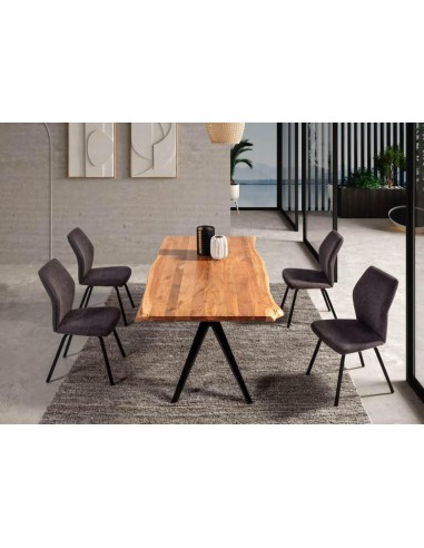 16245-table rect mudri 200cm acacia pieds métal