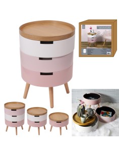 table de chevet coffre 3 niveaux rose m1