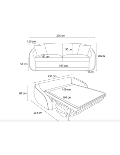 lf-3689 - sofa lit  adam  blue ac685-33 matelas/mecanisme