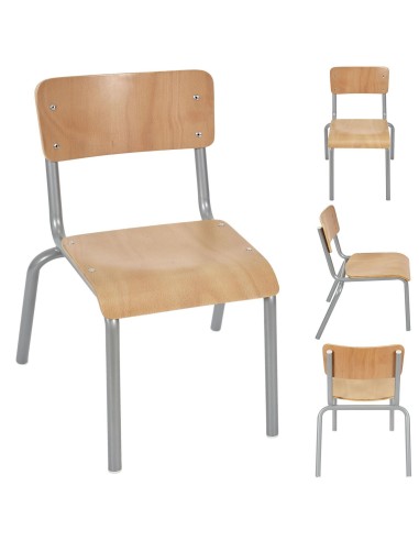 chaise ecolier enfant gris