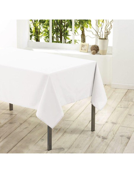 nappe rectangle 140 x 250 cm polyester uni essentiel blanc
