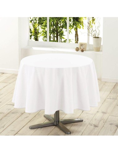 1720243 - nappe ronde (0) 180 cm polyester uni essentiel blanc