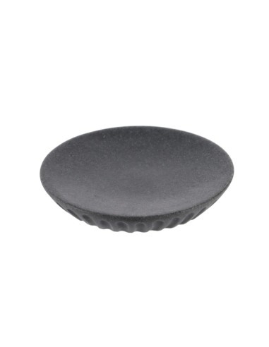 64116181-porte savon polyresine rond- gris fonce