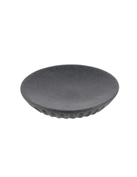64116181-porte savon polyresine rond- gris fonce