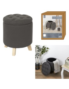 coffre pouf rond eleonor gris m1