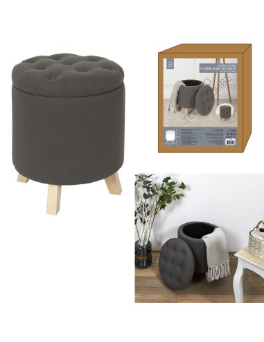 coffre pouf rond eleonor gris m1