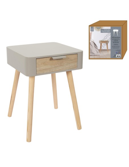 hd7334 - chevet 1 tiroir en bois taupe m1